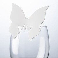 JMENOVKA na skleničku Motýl bílá 10ks